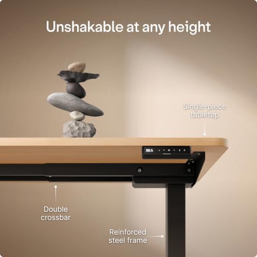 Desktronic HomePro Standing Desk 80x30 — Made in Europe, Ergonomic Sit Stand Home Office Desk, Electric Height Adjustable, Dual Motor, USB & USB-C Charging, Wobble-Free, Touchscreen, 3 Memory Presets - Image 3