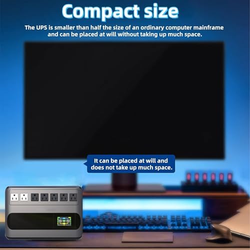 1000VA 500W Offline UPS LCD Battery Backup and Surge Protector for Computer - Image 6