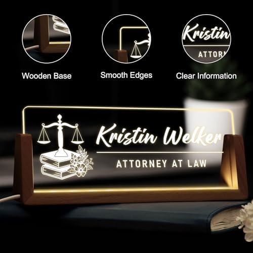 Desk Name Plate Personalized, Custom Acrylic Light-Up Name Plate for Desk - Image 2