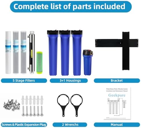 Geekpure 5 Stage Whole House Water Filter System-3/4 NPT Port - Image 4
