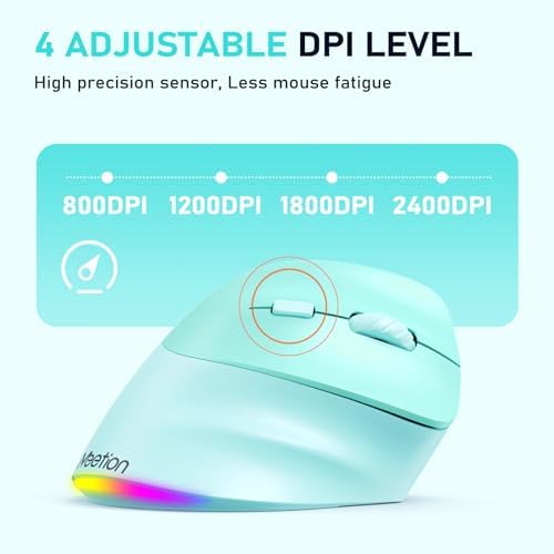 MEETION Ergonomic Wireless Vertical Mouse, Rechargeable, Green - Image 5