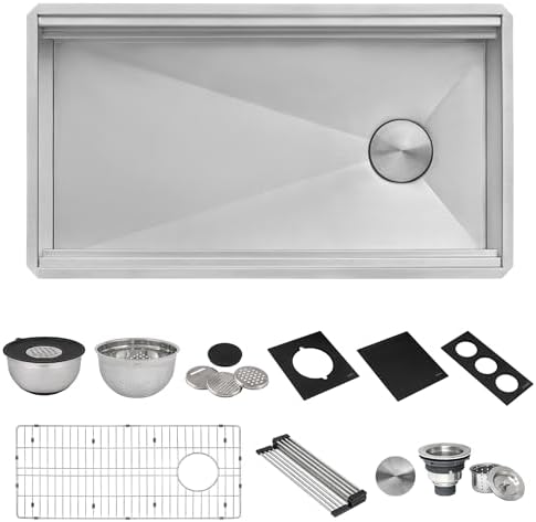 Ruvati 33-in Two-Tier Workstation Kitchen Sink with Accessories - RVH8224 - Image 3