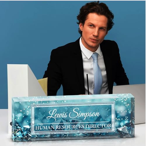 Custom Name Plate for Desk, Office Desk Double sided pattern Name Plate Personalized Office Desk Decor for Women and Men, Teacher Nurse Boss Employee Appreciation Gifts (green gemstone, customization) - Image 6
