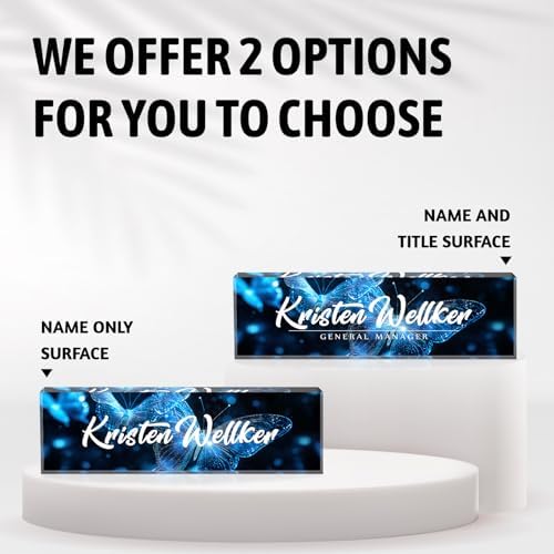 Desk Name Plate Personalized Name Plate for Desk, Office Desk Decor, 3D Style Personalized Plaque Name Plates for Desks Custom Appreciation Gifts for Boss Lady Employee Coworkers (Ice Butterfly) - Image 2