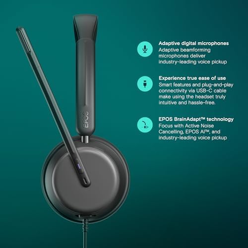 EPOS Impact 860T ANC Dual-Sided Wired Headset with Active Noise Cancellation, Microsoft Teams Certified, USB C and USB A, Super Wideband Audio, Ideal for Office Calls, Zoom, Home & Hybrid Work, Black - Image 3