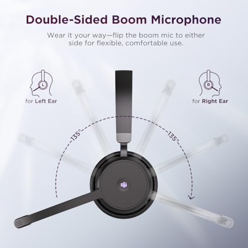 Lenovo Wireless VoIP Headset Teams Certified, Noise-Canceling Mic, Bluetooth 5.3 Multipoint, USB-A Receiver, 31-Hour Talk & 60-Hour Playback, Lightweight Over-Ear Design, Replaceable Earcups - Image 5