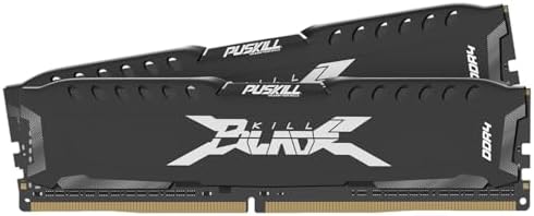 PUSKILL 32GB Kit (2x16GB) DDR4 RAM 2666MHz PC4-21300 Desktop Memory with Aluminum Heatsink, Non-ECC Unbuffered UDIMM 1.2V CL19 288-Pin, Dual Channel PC Computer Upgrade Module for Intel & AMD by PUSKILL
