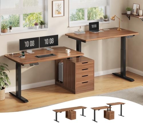 SEDETA Standing Two Person Desk with 4 Drawers, 2 Power Outlets, CPU Stand by SEDETA