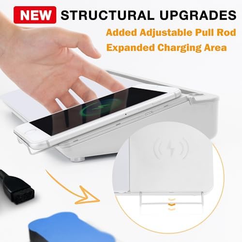 SELEAD Desktop Glass Whiteboard with Wireless Charger and Storage, White - Image 2