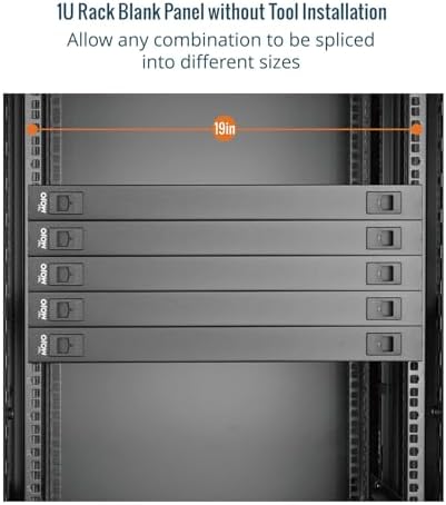 Tecmojo 5 Pack 1U Rack Blank Panel, Cold Rolled Steel Rack Panel, Rack Mount Plate for 19 in Server Rack Enclosure or Network Cabinet, Snap-in Type Mounting, Black - Image 7