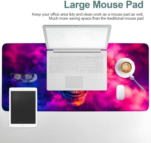 Halloween Smoke Skull Extended Gaming Mouse Pad 35.4"x15.7" Large Extended Pad Desk Mat Anti-Slip Rubber Base & Durable Stitched Edges for Gamers Smooth Mouse Pad Writing Surface for Desk Office/Home - Image 7