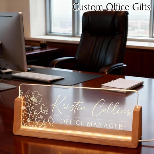 Personalized LED Name Plate for Desk, Light Up Acrylic Office Decor - Image 3