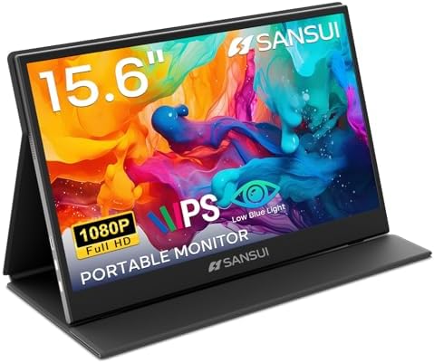 SANSUI 15.6 Inch Portable Monitor, 1080P Travel Monitor for Laptop, Switch by SANSUI