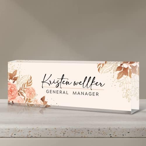 Personalized Office Name Plate for Desk, Custom Employee Appreciation Gifts, Acrylic Desk Name Plate Funny, Desk Decorations Gift, Acrylic Desk Ornaments (Style-Pink) by Custom