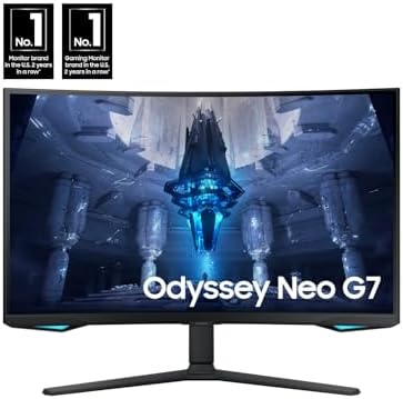 Samsung 32" Odyssey Neo G7 4K UHD 165Hz 1ms G-Sync 1000R Curved Gaming Monitor, Quantum HDR2000, AMD FreeSync Premium Pro, Ultrawide Game View, DisplayPort, HDMI, Height Adjustable Stand, Black - Image 2