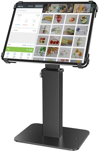 AboveTEK Anti-Theft iPad Kiosk Stand, 360 Rotation & Adj. Height 8.3"–13.4", Heavy-Duty Steel & Aluminum, Fits 9.7"-13" Tablets, Security Retail POS Tablet Stand for Business & Commercial Use by AboveTEK