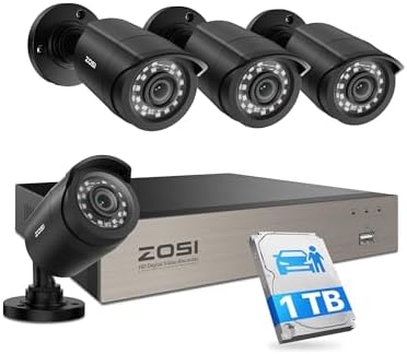 ZOSI 3K Lite Security Camera System with AI Human Vehicle Detection,H.265+ 8CH HD TVI Video DVR Recorder with 4X HD 1920TVL 1080P Indoor Outdoor Weatherproof CCTV Cameras,Remote Access,1TB Hard Drive by ZOSI