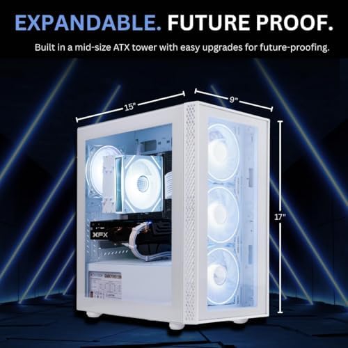 NOVATECH Phantom - Prebuilt Gaming PC Desktop Computer - Core Xeon i7 3.5GHz - RX580-16GB RAM - 512GB M.2 SSD WiFi/BT, Win 11 - Gaming Computer Tower - Pre Built PC Gaming - 1 Year Warranty (White) - Image 3