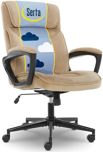 Serta Executive Office Chair Lumbar Support, Padded Arms Microfiber Chair by Serta