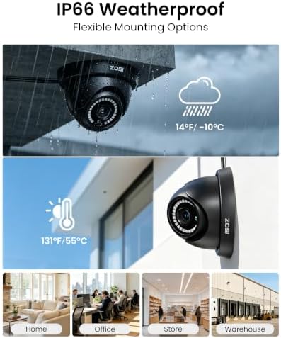 ZOSI 1080p Home Security Camera System, 4pcs 2.0MP Dome Cameras, NO HDD - Image 3