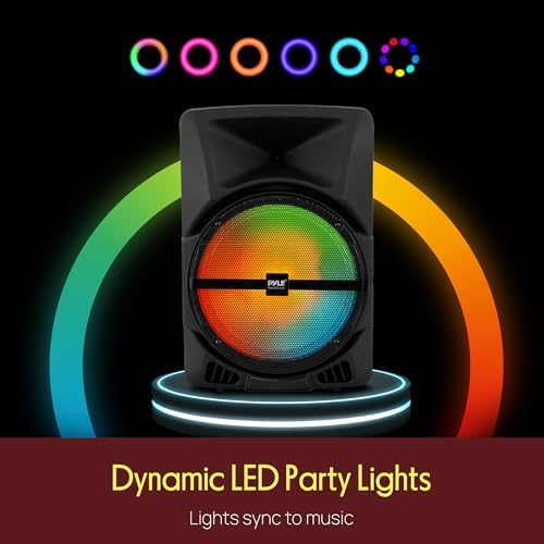 Pyle Wireless Portable PA Speaker System - 800W Powered Bluetooth Indoor & Outdoor DJ Stereo Loudspeaker with MP3 AUX 3.5mm Input, Flashing Party Light & FM Radio-PPHP1244B,Black - Image 4