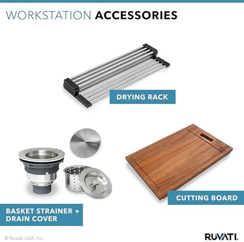 Ruvati Roma Pro Stainless Corner Workstation Undermount Sink - RVH8410ST - Image 5