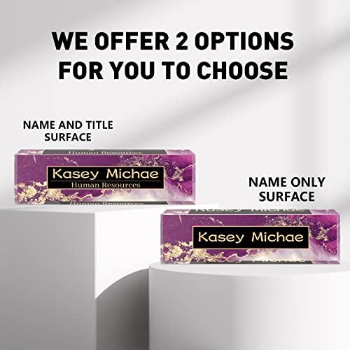 SalaGraphics Desk Name Plate Personalized, Custom for Desk, Office Decor Men, Acrylic Accessories, Gifts Coworkers Boss Teacher, Employee Appreciation (Purple/Gold), 8''(L)x2.5(W) - Image 2
