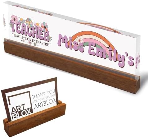 Personalized Acrylic Name Plate with Red Rose Design by Artblox