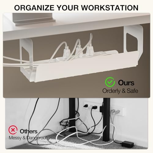 Muvai 71" L Shaped Standing Desk with Cable Tray, Reversible,White - Image 5