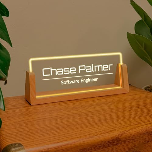 Professional Office Name Plate - Custom Name Plate with Led Stand Acrylic Custom Name Plate for Office Decor Corporate Gift Gift for Team Members Valentines Day (Design 1) - Image 2