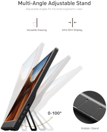 Yxk Portable Monitor 15.6 Inch 1080P 60Hz IPS HDR Ultra-Slim Travel Monitor with Dual Speakers USB-C HDMI Second Screen for Laptop PC Mac Phone Xbox PS4/5 Switch, VESA Kickstand, Zero Frame Gaming - Image 5