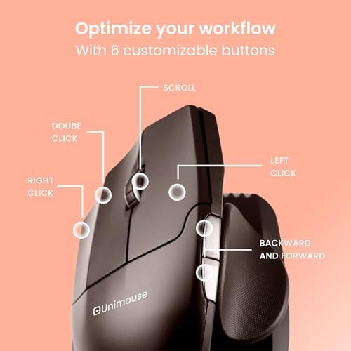 Contour Unimouse: Ergonomic Left and Right Hand Wireless Vertical Mouse Adjustable 35°-70° Tilt Angle, 6 Programmable Buttons for Productivity, Customizable Thumb Rest for Wrist Pain Relief - Image 6