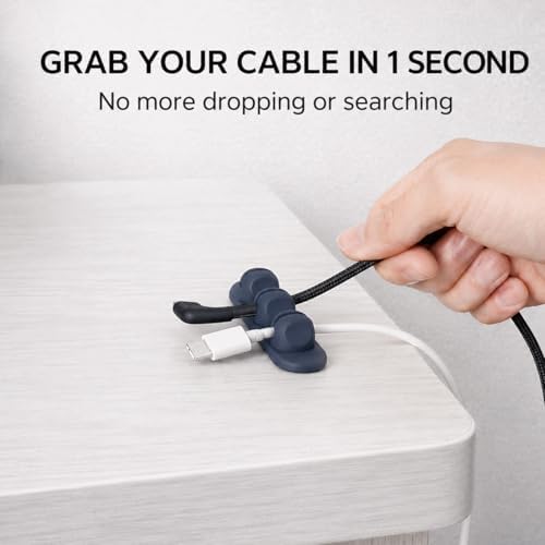 Magnetic Cable Organizer for Desk & Nightstand 3 Clip Cord Holder with One-Hand Access 3M Adhesive Cable Clips, N52 Magnetic Cord Holder for Phone, USB-C & Laptop Cables - Image 2