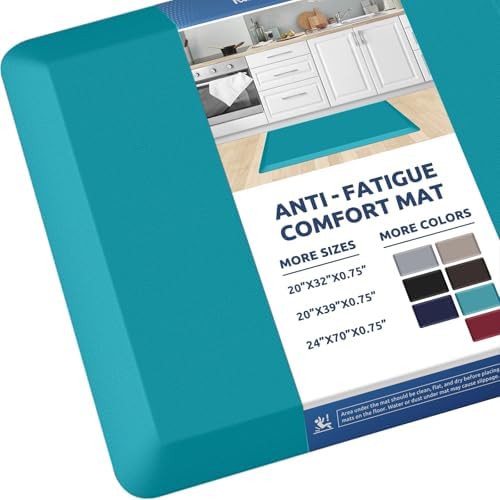 KitchenClouds Kitchen Mat Cushioned Anti Fatigue Rug 20"x32" Water Resistant Non Slip Standing and Comfort Desk/Floor Mats for House Sink Office (Green) by KitchenClouds