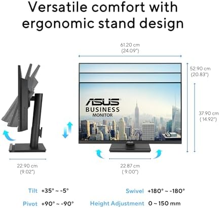 ASUS VA279QGS 27 Inch 1080P 120Hz Computer Monitor, USB Docking, Ergonomic - Image 6