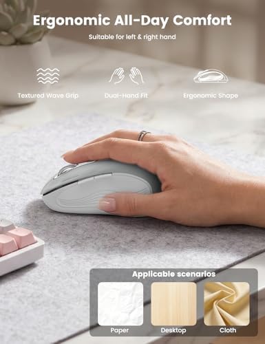 WisFox 2.4GHz Wireless Mouse for Laptop, Ergonomic 6-Button, Silver - Image 3