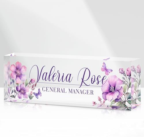 Custom Name Plate for Desk, Acrylic Desk Name Plate Personalized, Employee Appreciation Gifts, Office Desk Accessories for Woman Teacher Nurse, Coworker Gifts for Manager Assistant by DOCRAGI