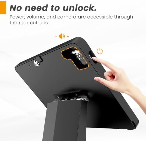 All-in-One Tablet POS Stand with Printer Compartment, All Metal Desktop Kiosk with Key Lock, 90° Flip Enclosure Compatible with iPad 10.9/11” - BSP101BA - Image 5