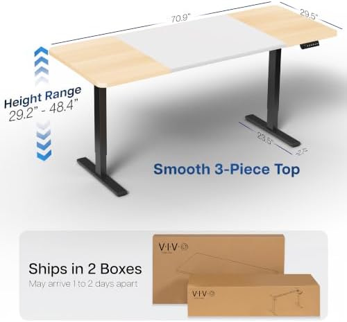 VIVO White/Light Wood 71 x 30 in Standing Desk, DESK-KIT-1B7WC - Image 3