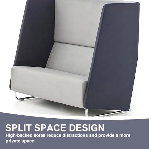 Privacy Seat - Office Guest & Reception Chairs Include Polygonal Backrest Design,Unique Privacy Chair&Modular Seating with Tilt Style&Solid Wood Frame for Reception Room,Library (Grey) - Image 3
