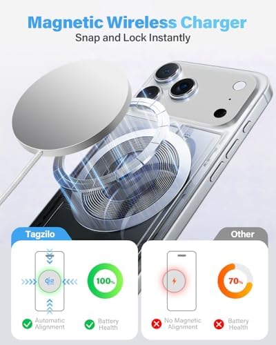 2Pack Magnetic Wireless Charger 25W Fast Charger for iPhone 17/16/15/14/13/12 Series & AirPods, Portable Wireless Charging Pad for Travel Home Office Desk, 10FT-White with Plugs - Image 4