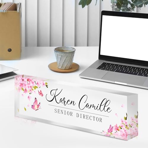 Custom Office Name Plate for Desk - Name Plate Personalized Gifts for Coworkers, Boss, Teacher, Social Worker - Acrylic Office Desk Decor for Women Men - Employee Appreciation Gifts (pink) - Image 6