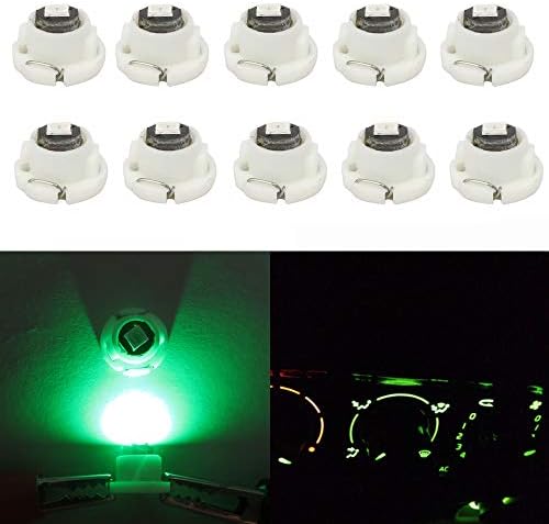 WLJH 10x Green T4 T4.2 Led Bulb Neo Wedge 10mm Base Car Interior Dash Lights Instrument Cluster Light Dashboard Gauge HVAC AC Heater Climate Controls Switch Indication Lamps Replacement by WLJH