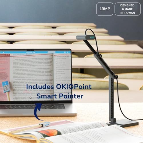 OKIOCAM S2 Pro 13-MP USB Document Camera, Built-in Light & Mic, OKIOPoint Smart Pointer, for PC | Mac | Chromebook, Ultra HD Camera for Live Demo for Web Conference, Remote Teaching - Image 2