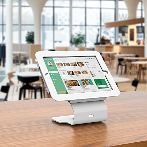 Kiosk POS Tablet Stand Compatible with iPad Air 1, Air 2, Pro 9.7, 5th, 6th, Business Desktop Retail Tablet Stand with 360° Swivel Base, Metal, White, PSC101W - Image 2