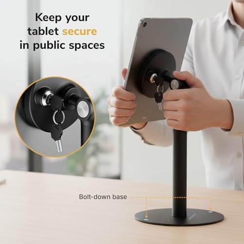 Mount-It! Anti-Theft Tablet Stand, Universal 7–15" Countertop POS Kiosk with Lock, 360° Rotation & 230° Tilt, Secure Retail iPad Stand for Check-in, Business & Commercial Use - Image 3