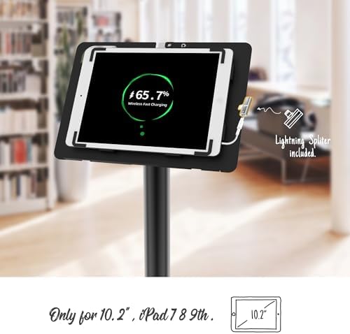 Tablet Floor Stand Compatible with 10.2" iPad 7 8 9, Rotate Lockable Metal Tablet Enclosure+Aluminum Pole+Metal Base - BSF302BT - Image 5