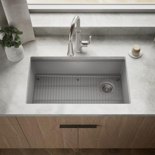 KOHLER Billings™ 32-1/2" Undermount Kitchen Sink, Single-Bowl Sink, Neoroc, K-33710-CM4, Matte Grey - Image 2