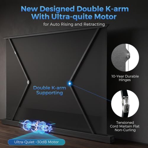 120" ALR Motorized Floor Rising Projector Screen for UST, White - Image 4