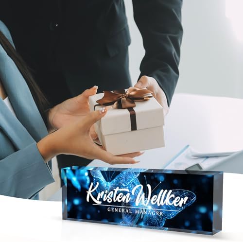 Desk Name Plate Personalized Name Plate for Desk, Office Desk Decor, 3D Style Personalized Plaque Name Plates for Desks Custom Appreciation Gifts for Boss Lady Employee Coworkers (Ice Butterfly) - Image 6